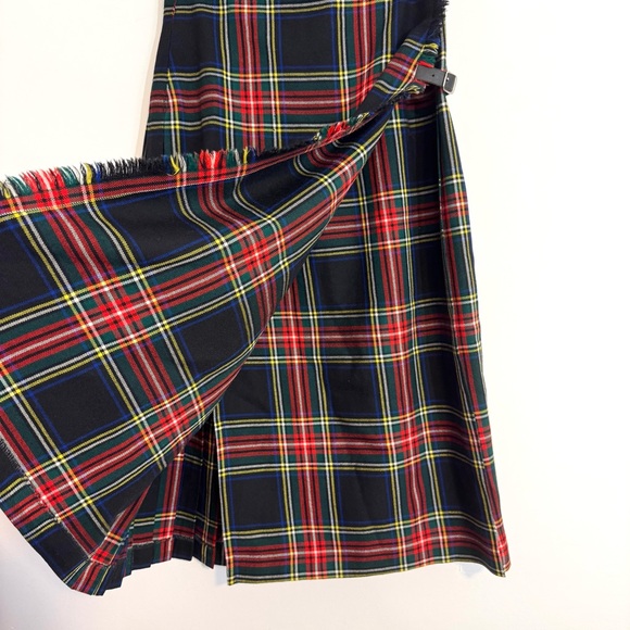 Brooks Brothers Vintage Black Stewart Wool Tartan Plaid Midi Kilt Skirt Academia - Picture 2 of 11